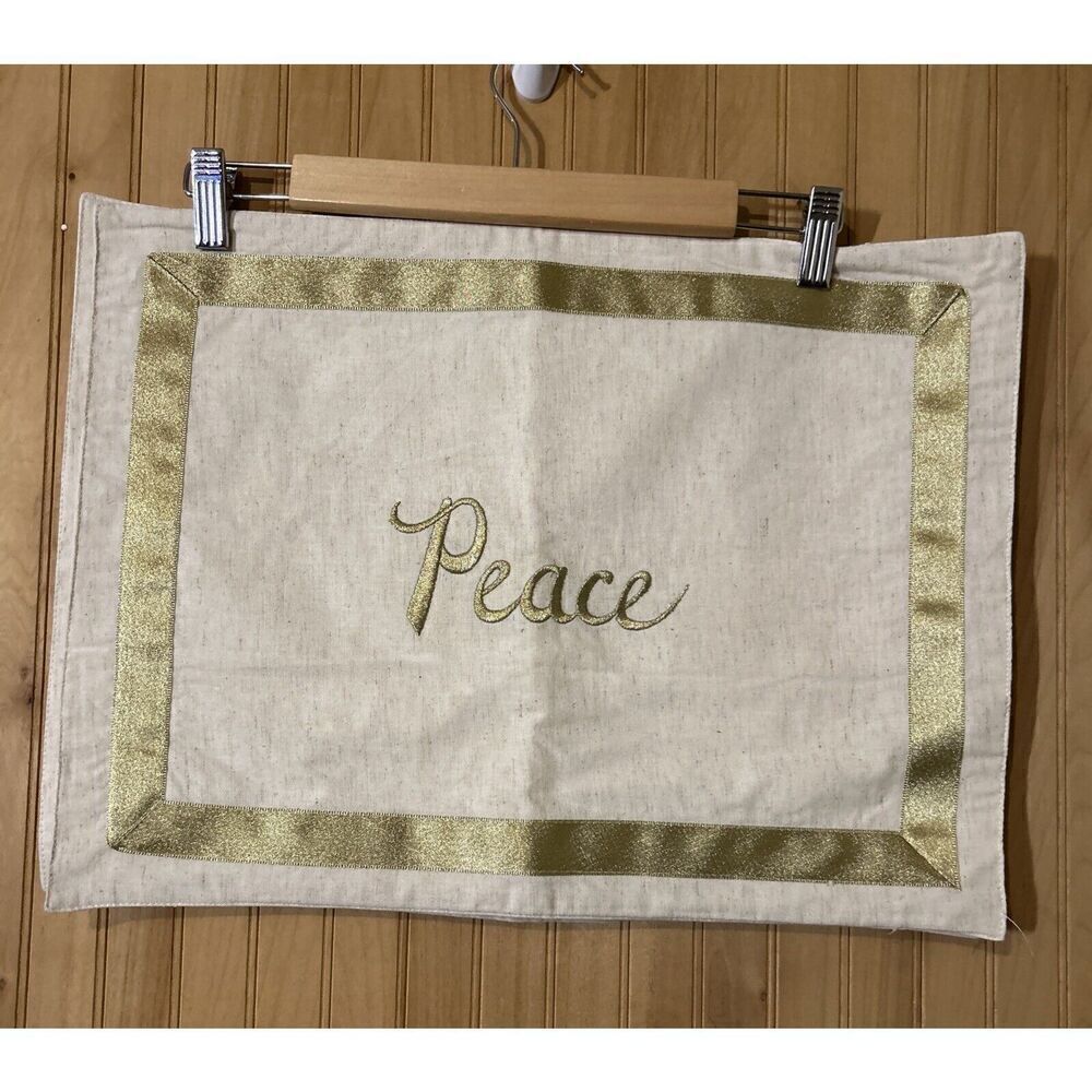 Gold Trim Peace Embroidered Placemats